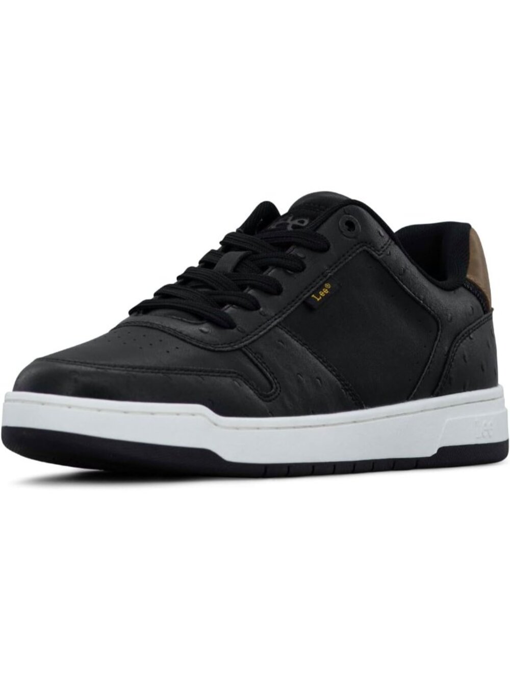 Lee Men's Black Ostrich Moc Toe Imported Lace Up Specter Court Sneakers Shoes